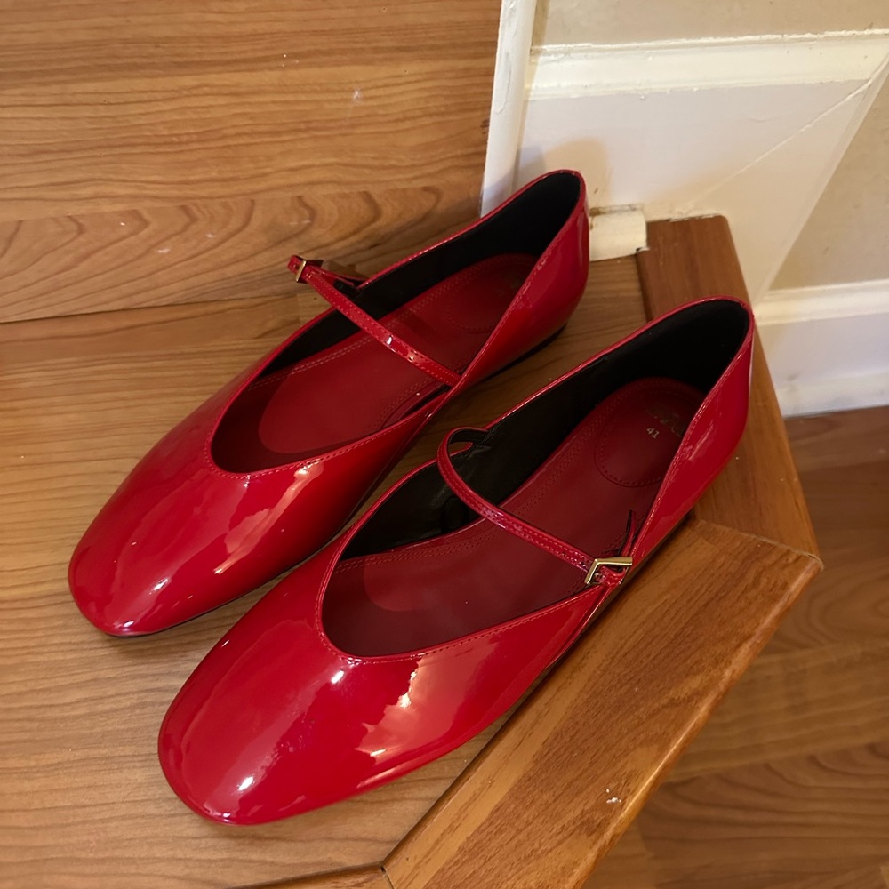 Zara Glossy Red Mary Jane Flats